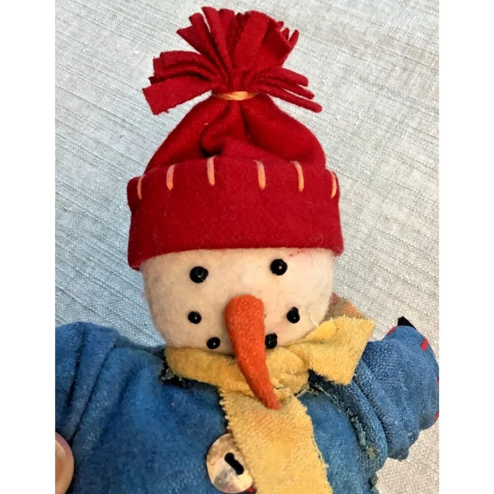 Standing Snowman Folk Art Rustic Christmas Vintage Decor Cute 8 1/2